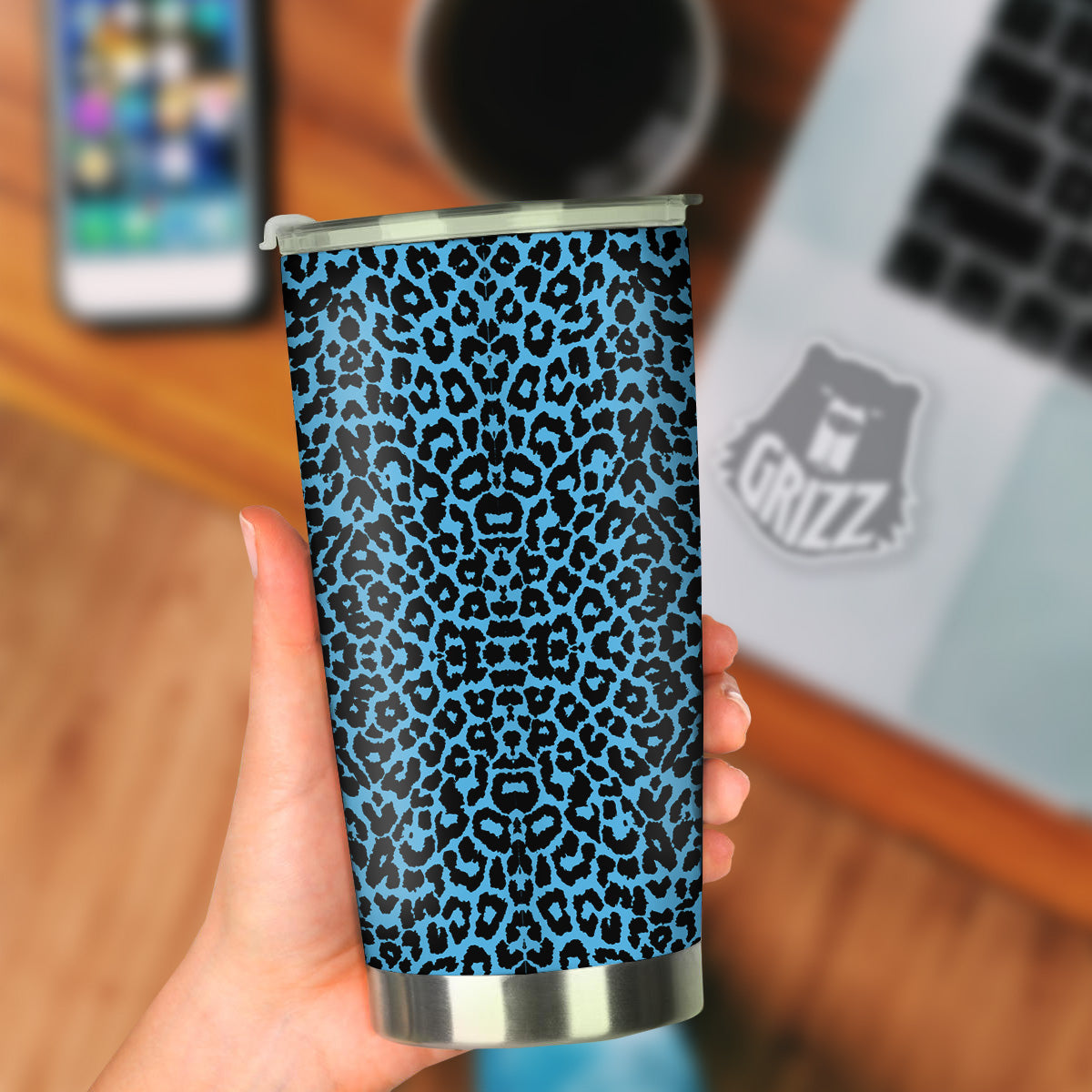 Leopard Blue Print Tumbler-grizzshop