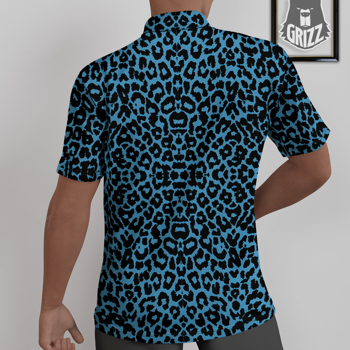 Leopard Blue Print Untucked Shirts-grizzshop