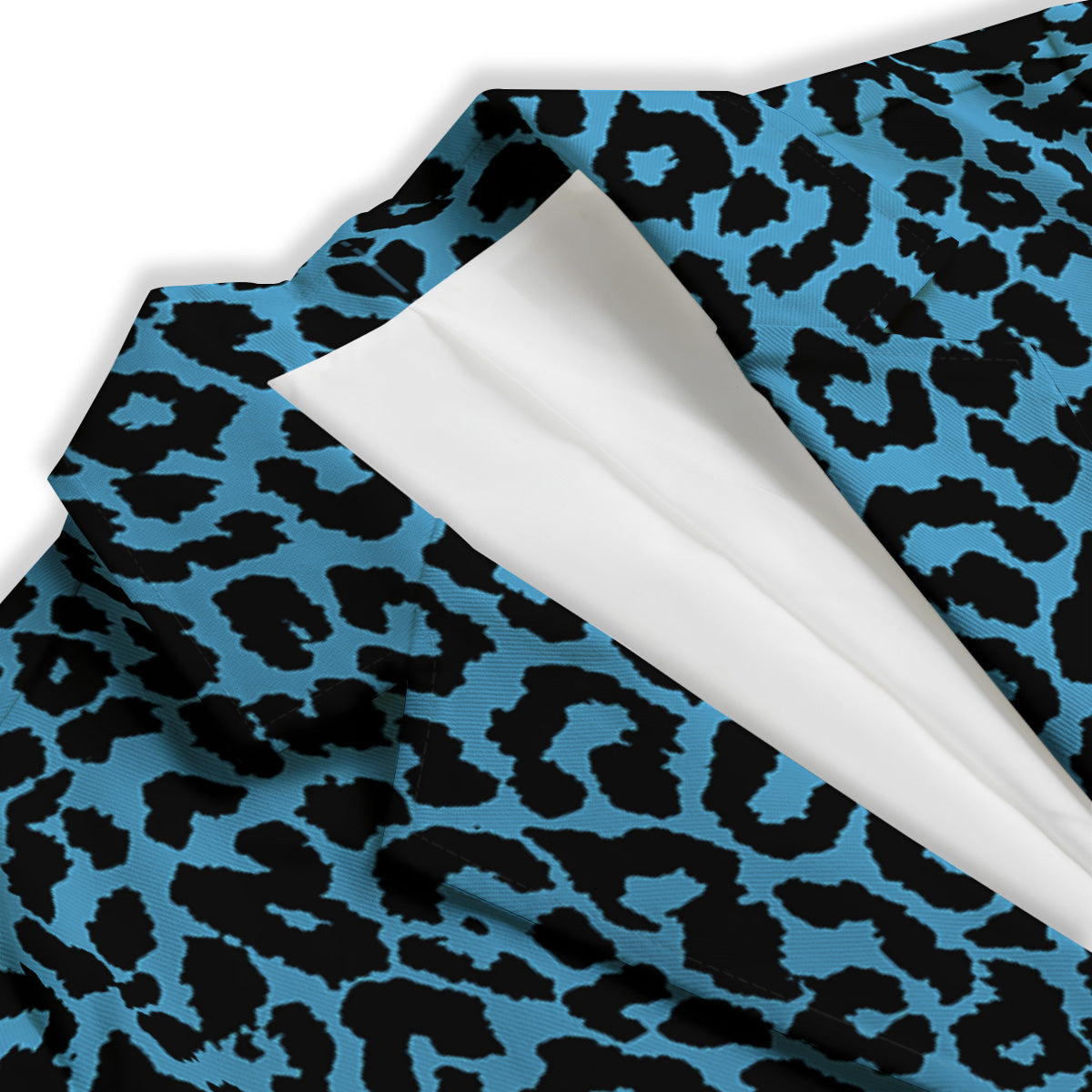Leopard Blue Print Women's Blazer-grizzshop
