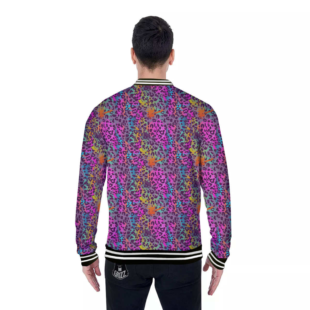 Leopard Colorful Print Baseball Jacket-grizzshop