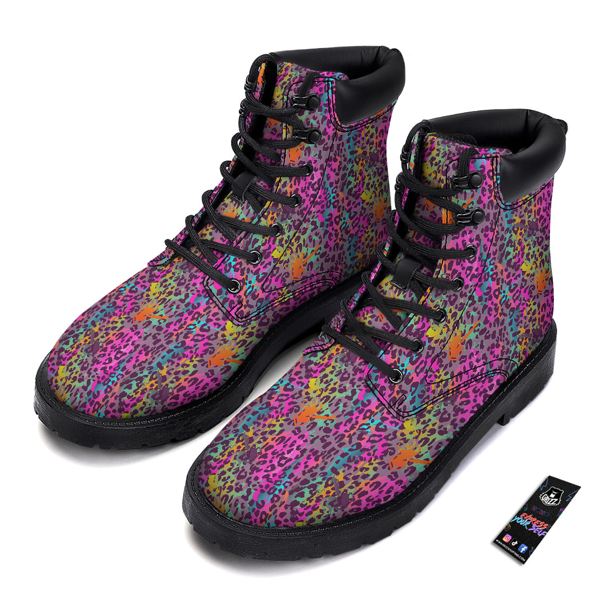 Leopard Colorful Print Boots-grizzshop