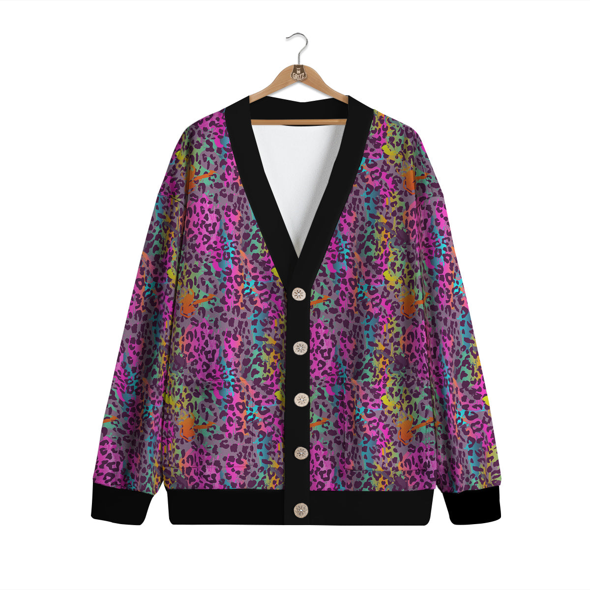 Leopard Colorful Print Cardigan-grizzshop