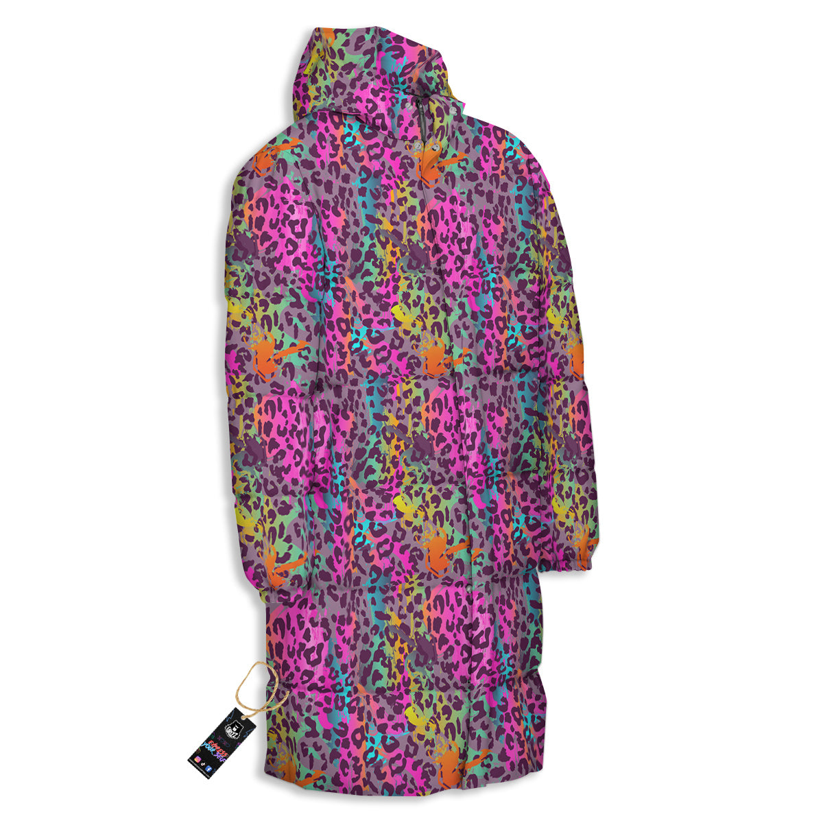 Leopard Colorful Print Long Down Jacket-grizzshop