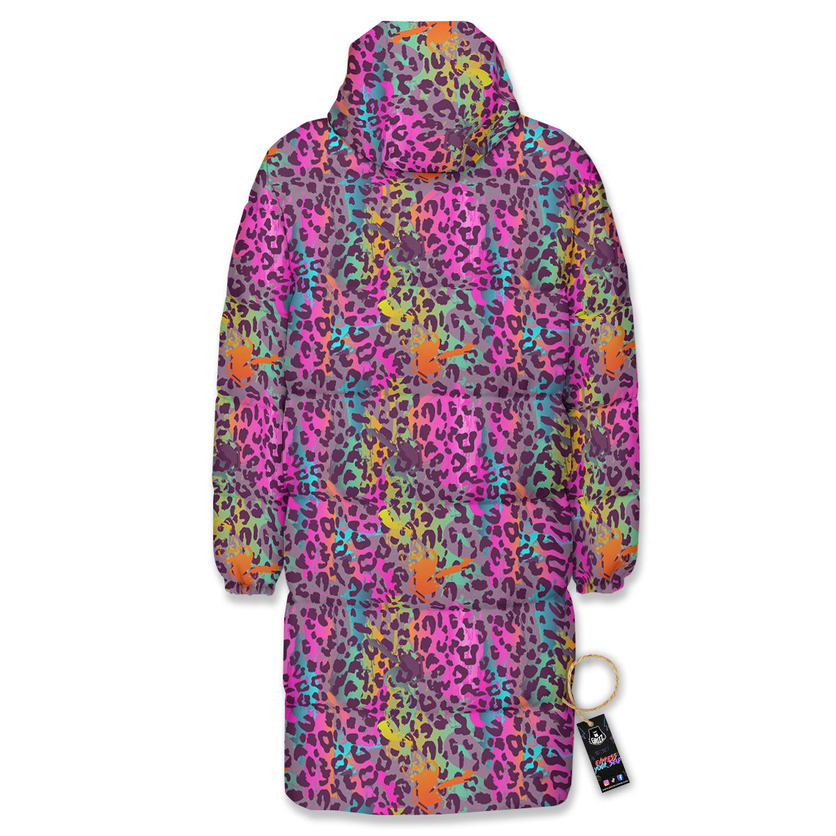 Leopard Colorful Print Long Down Jacket-grizzshop