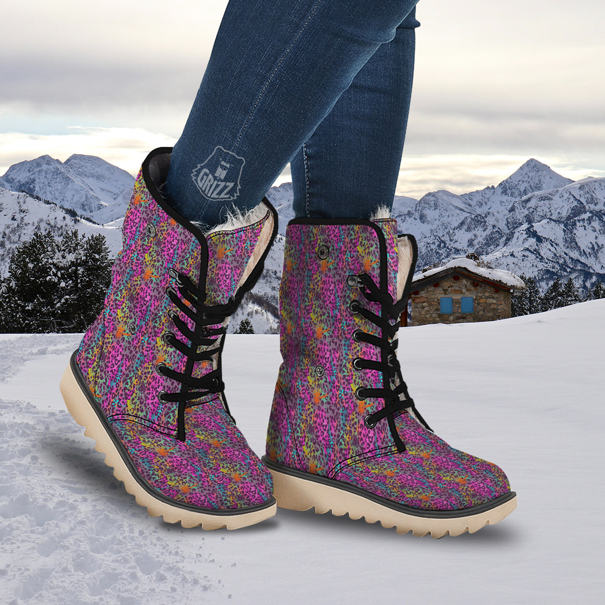 Leopard Colorful Print Snow Boots-grizzshop