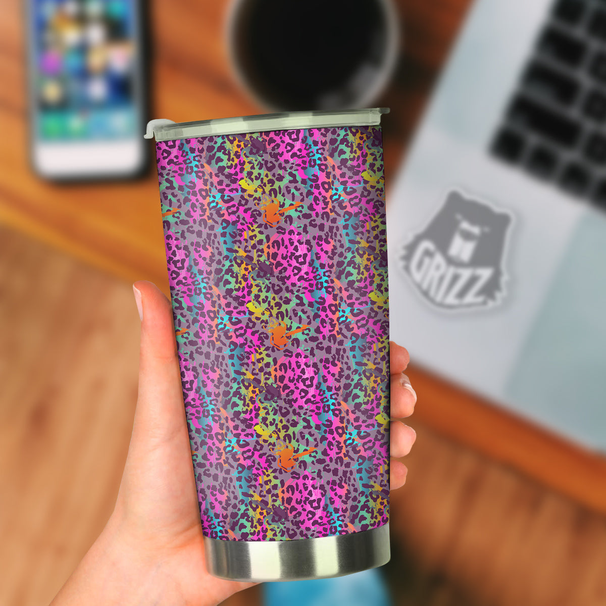Leopard Colorful Print Tumbler-grizzshop