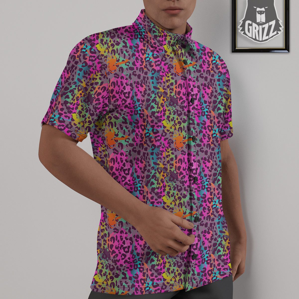 Leopard Colorful Print Untucked Shirts-grizzshop