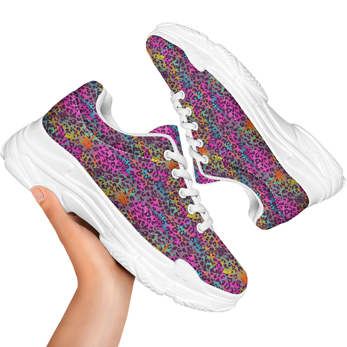 Leopard Colorful Print White Chunky Shoes-grizzshop