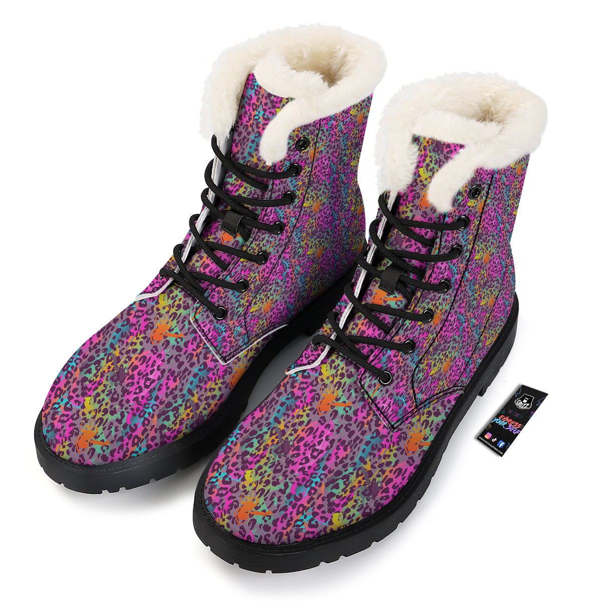 Leopard Colorful Print Winter Boots-grizzshop