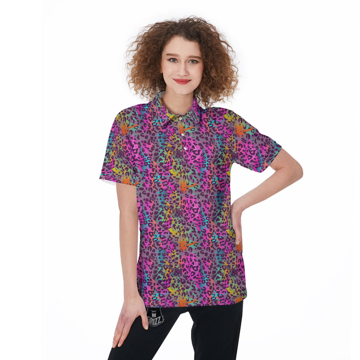 Leopard Colorful Print Women's Golf Shirts-grizzshop