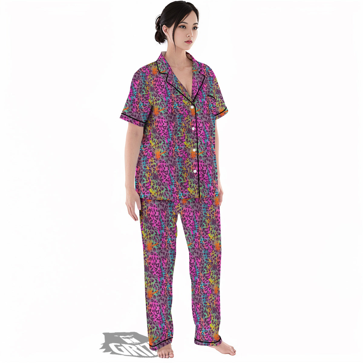 Leopard Colorful Print Women's Pajamas Set-grizzshop