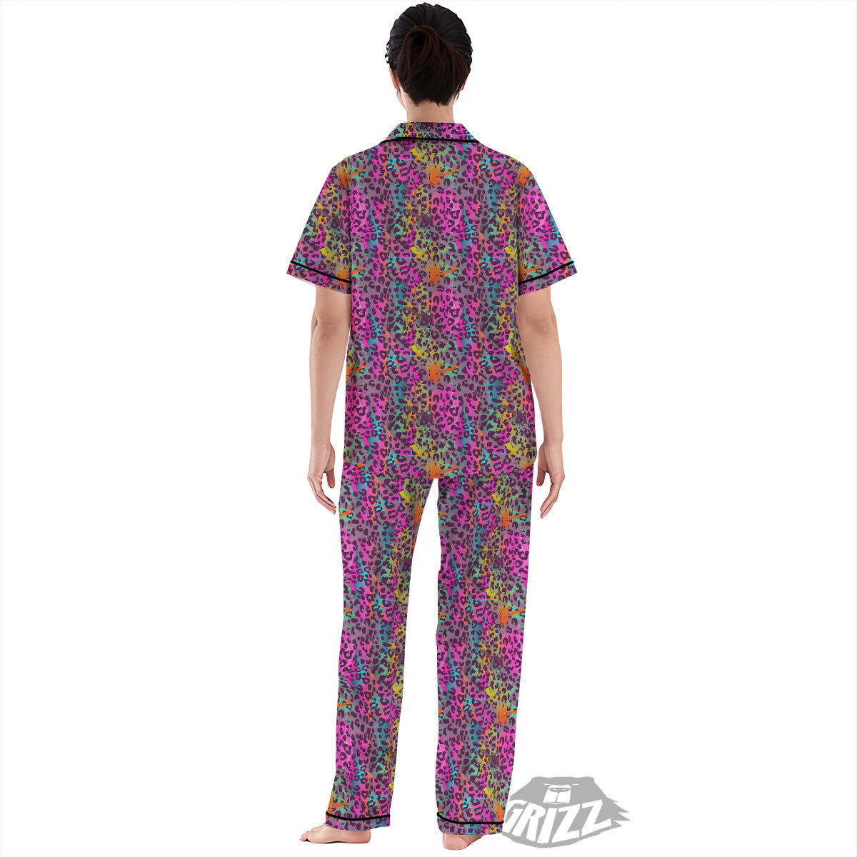 Leopard Colorful Print Women's Pajamas Set-grizzshop