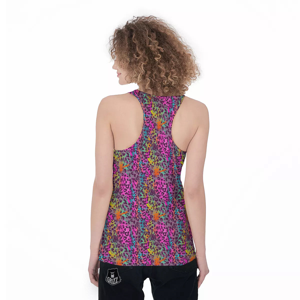 Leopard Colorful Print Women's Racerback Tank Top-grizzshop