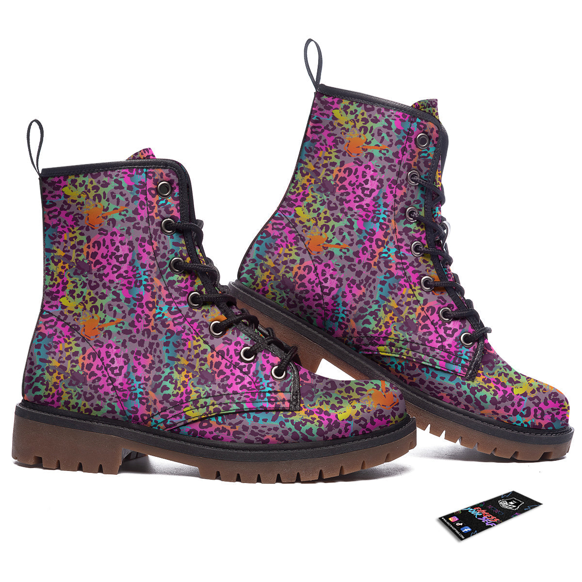 Leopard Colorful Print Work Boots-grizzshop
