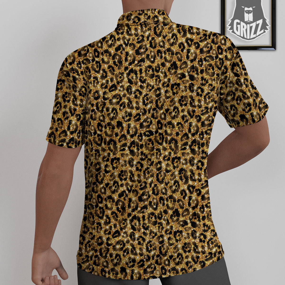 Leopard Glitter Gold Print Untucked Shirts-grizzshop