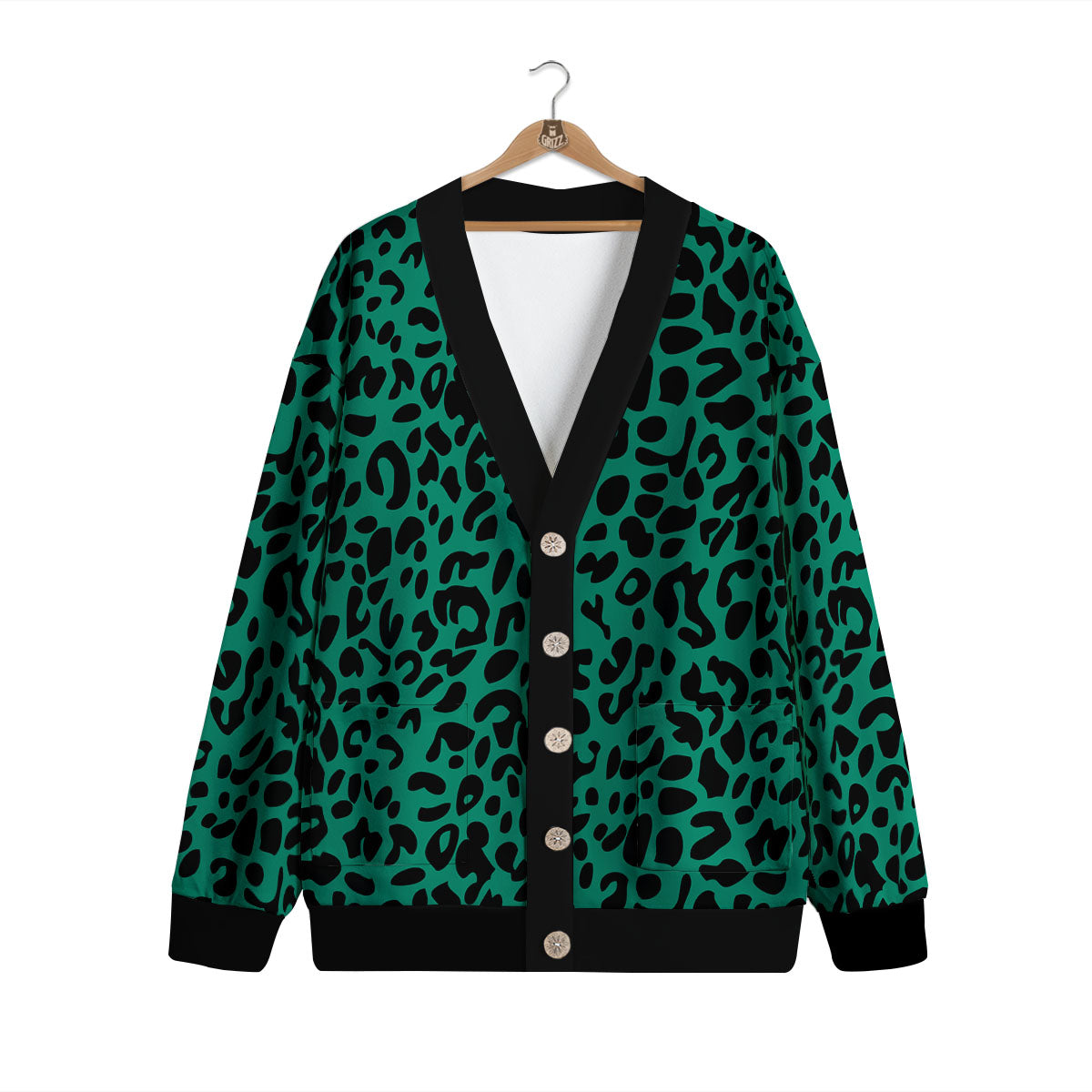 Leopard Green Print Cardigan-grizzshop