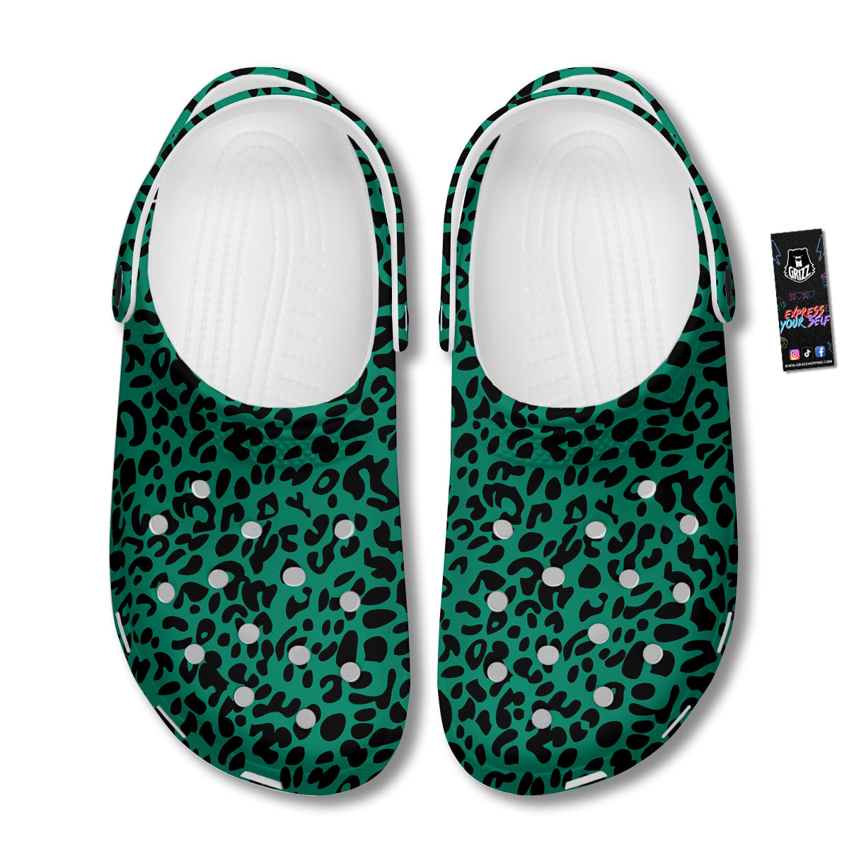 Leopard Green Print Clog-grizzshop