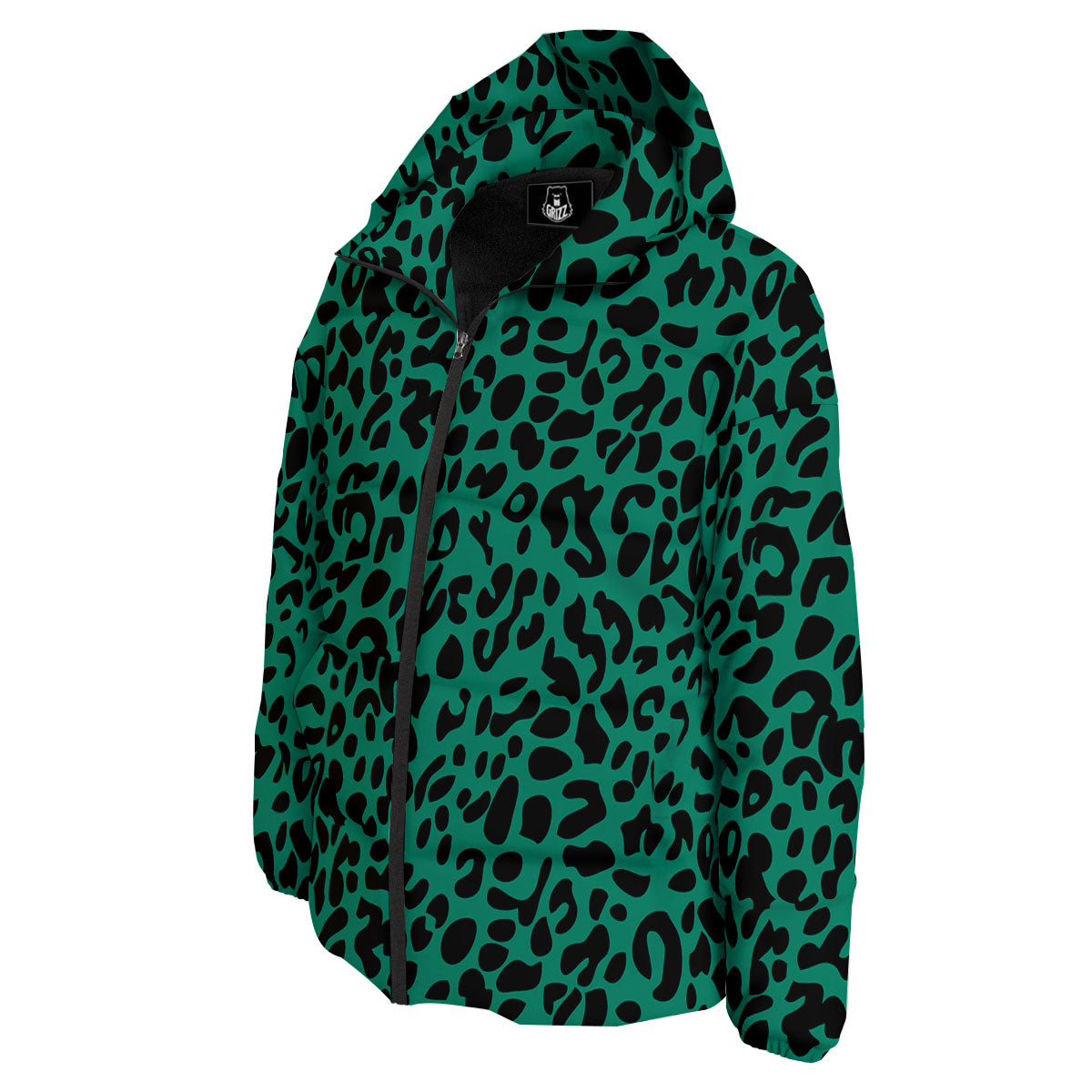 Leopard Green Print Down Jacket-grizzshop