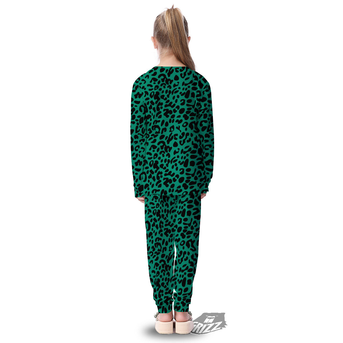 Leopard Green Print Kid's Pajamas-grizzshop