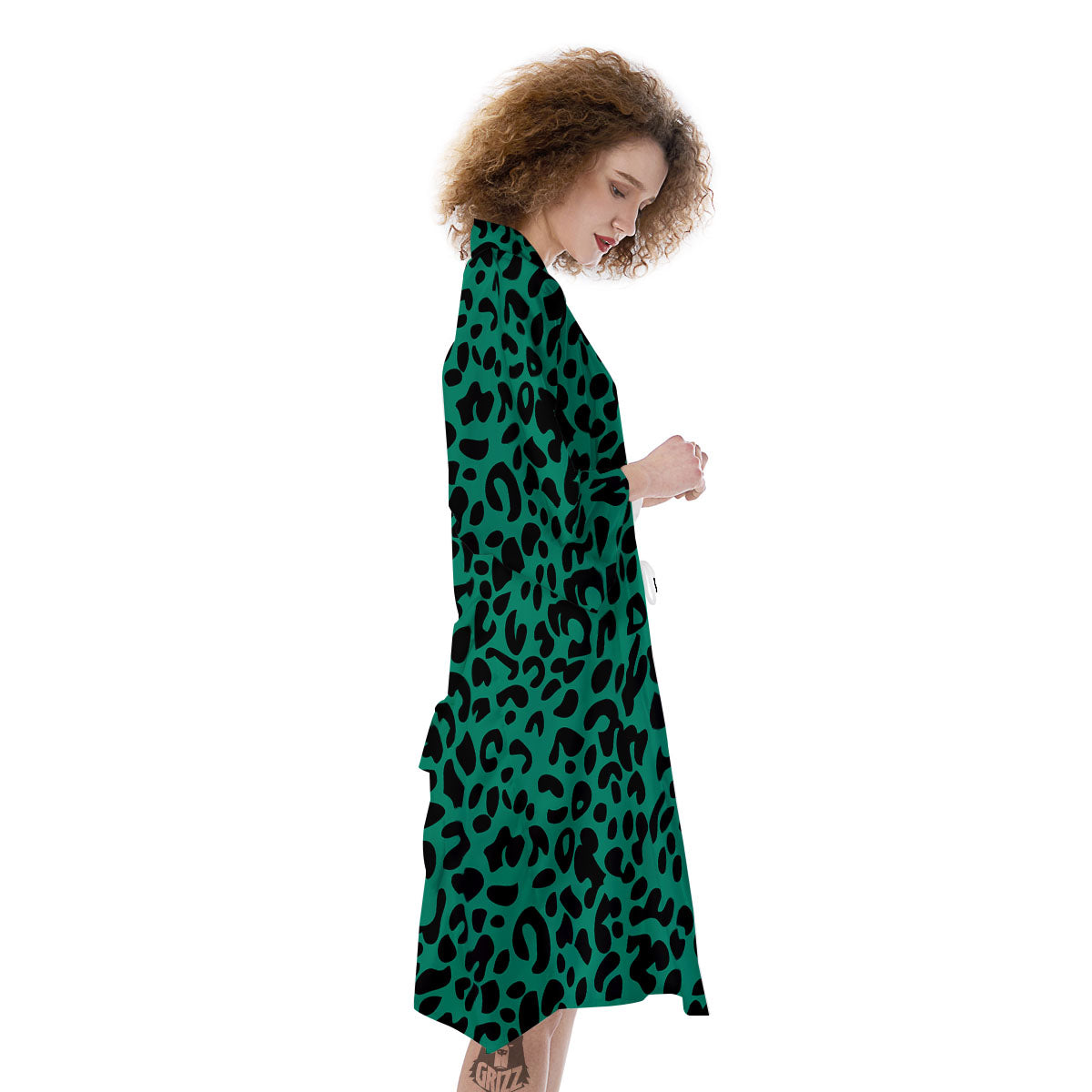 Leopard Green Print Kimono-grizzshop