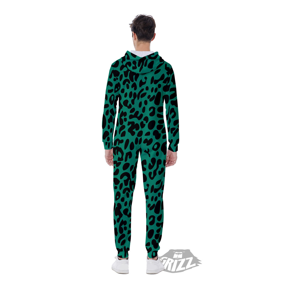 Leopard Green Print Men's Jumpsuit-grizzshop