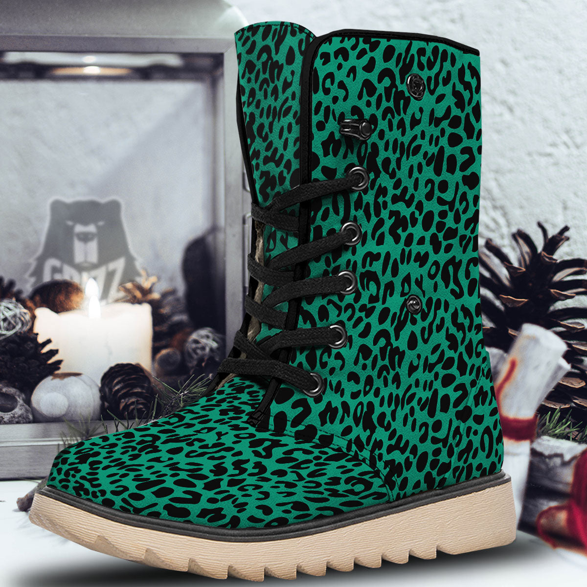 Leopard Green Print Snow Boots-grizzshop