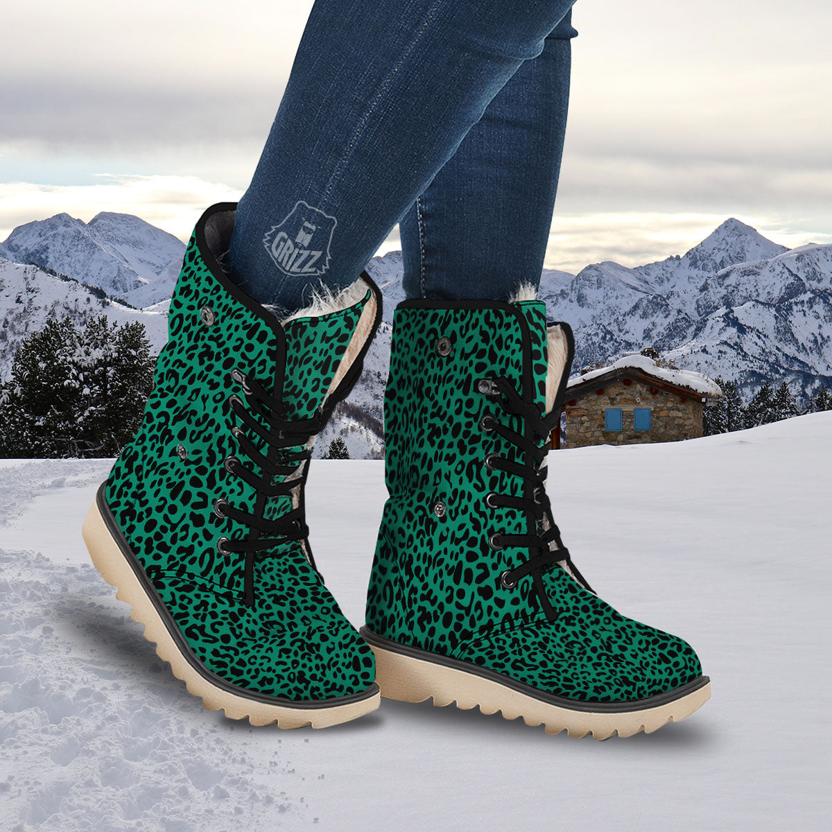 Leopard Green Print Snow Boots-grizzshop