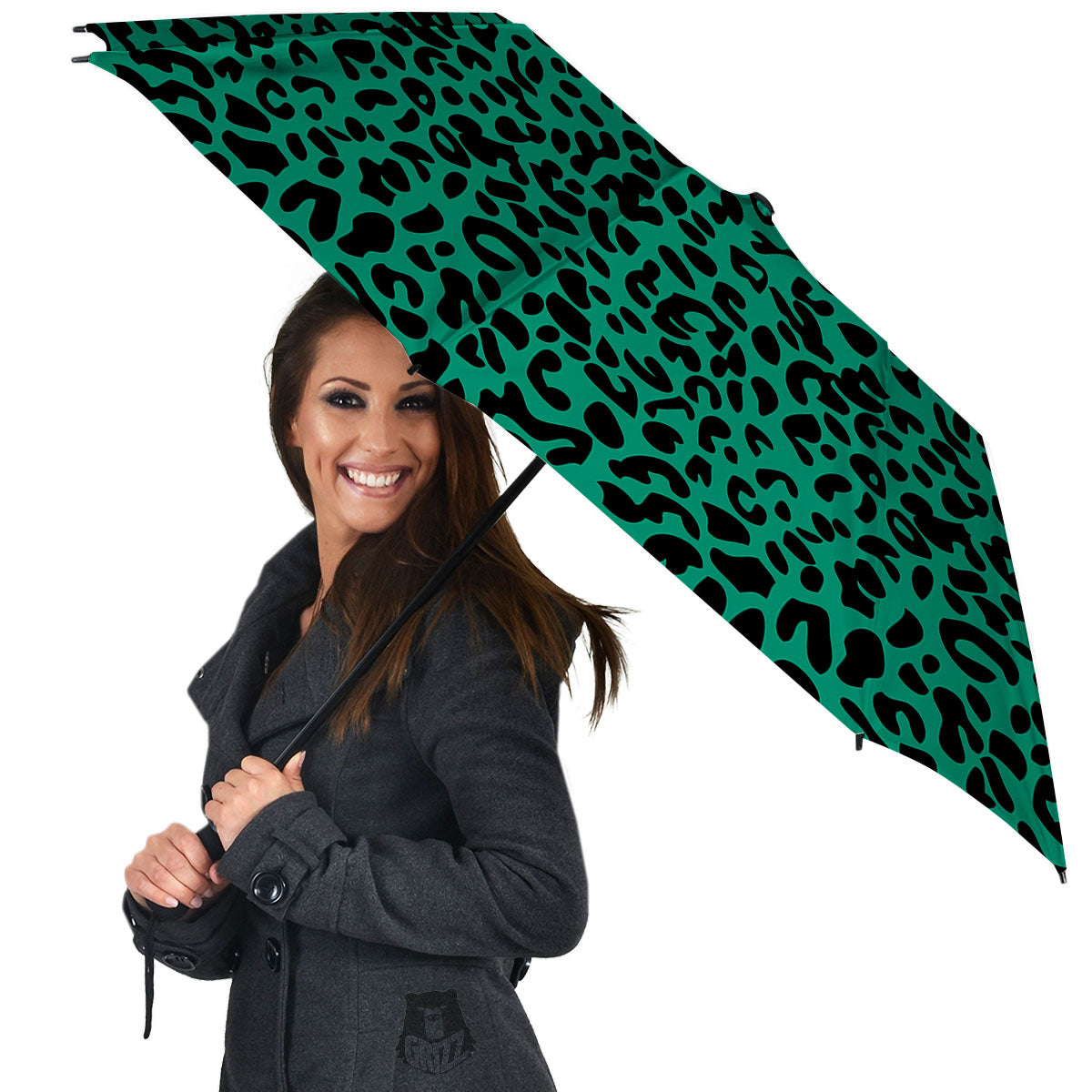 Leopard Green Print Umbrella-grizzshop