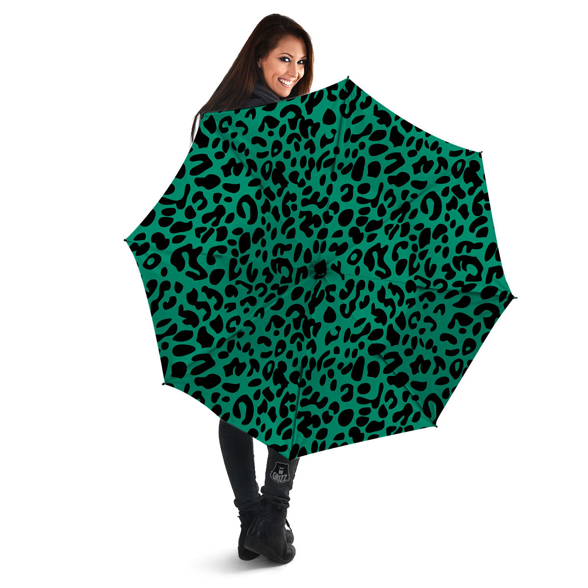 Leopard Green Print Umbrella-grizzshop