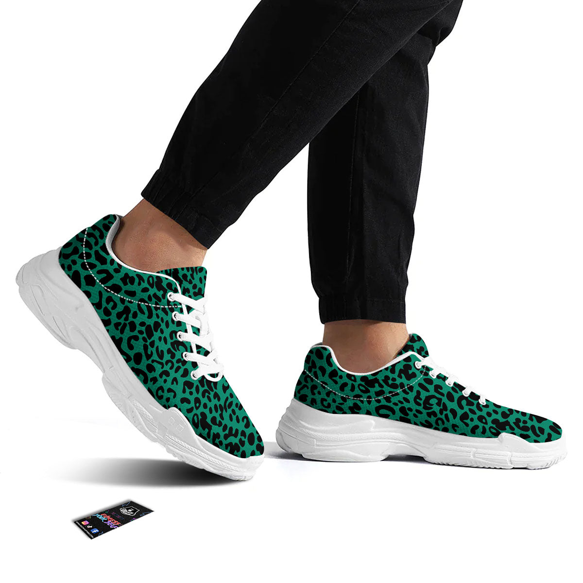 Leopard Green Print White Chunky Shoes-grizzshop