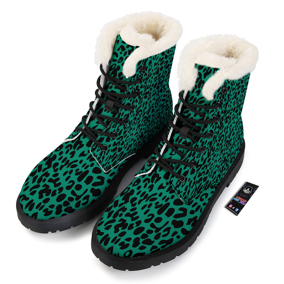 Leopard Green Print Winter Boots-grizzshop