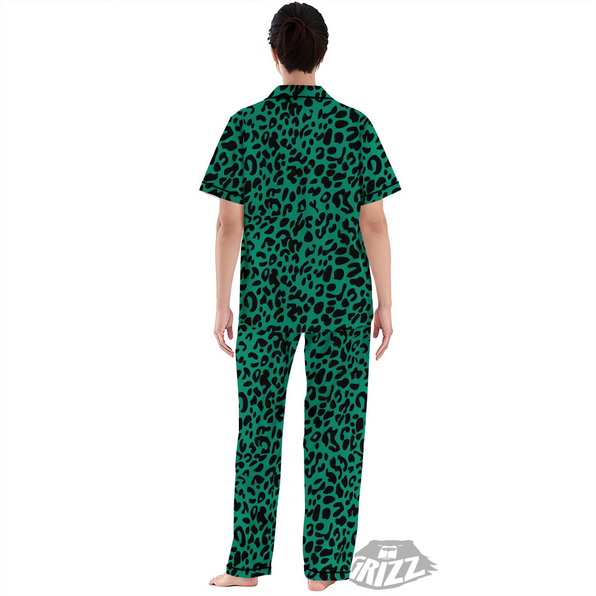 Leopard Green Print Women's Pajamas Set-grizzshop