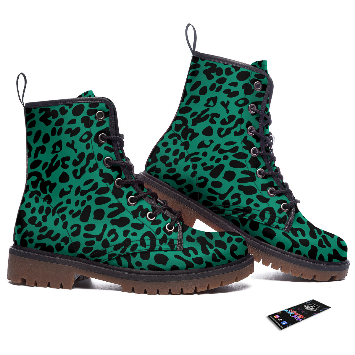Leopard Green Print Work Boots-grizzshop