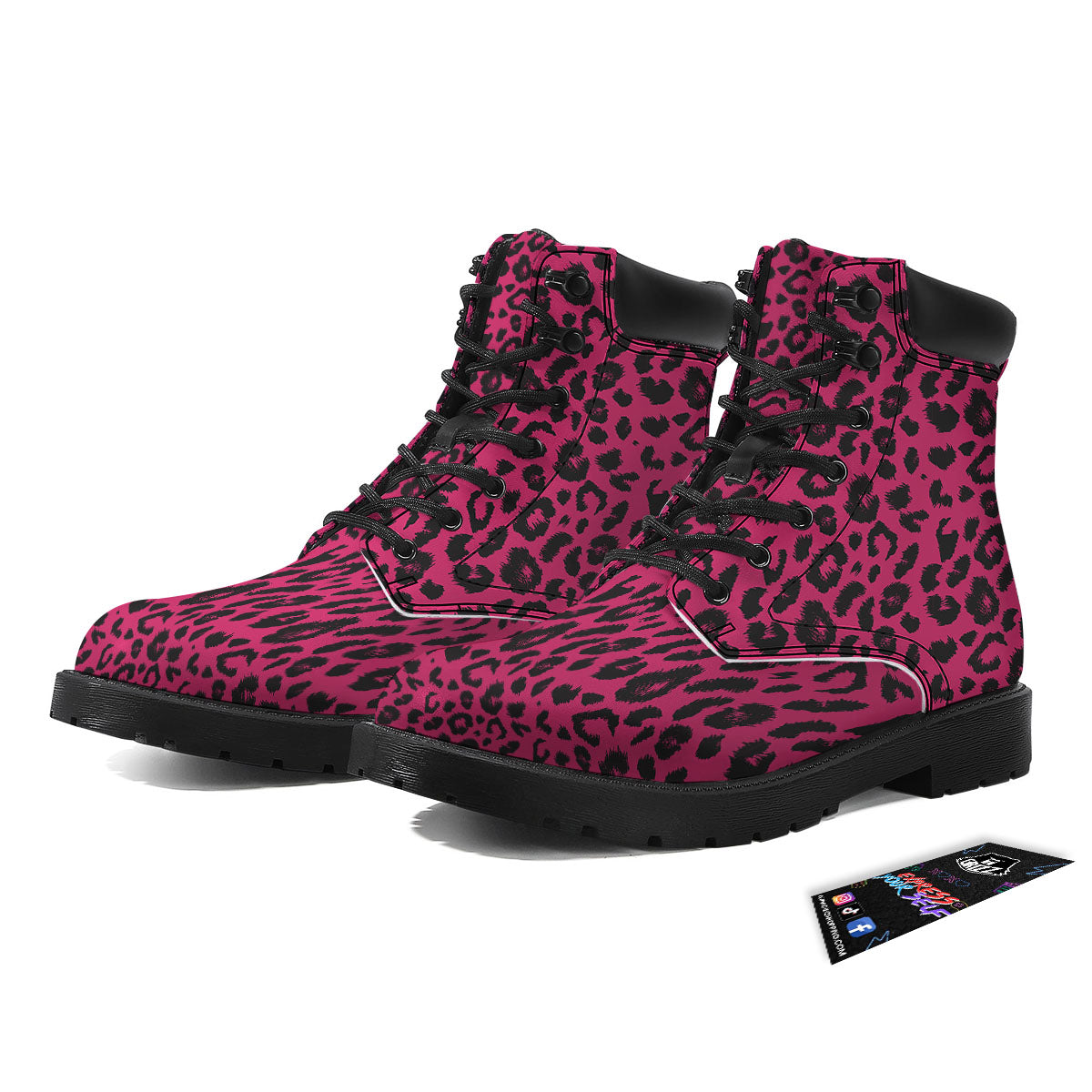 Leopard Hot Pink Print Boots-grizzshop