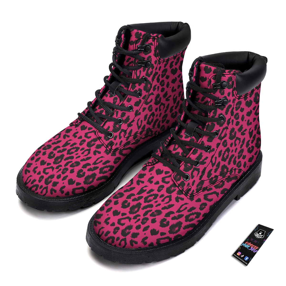 Leopard Hot Pink Print Boots-grizzshop