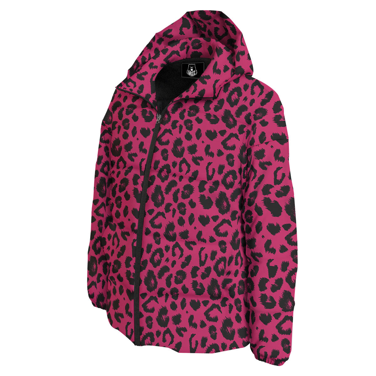Leopard Hot Pink Print Down Jacket-grizzshop