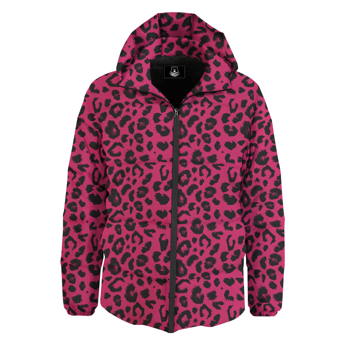 Leopard Hot Pink Print Down Jacket-grizzshop
