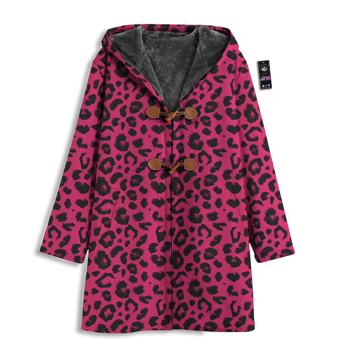 Leopard Hot Pink Print Men's Windbreaker Jacket-grizzshop