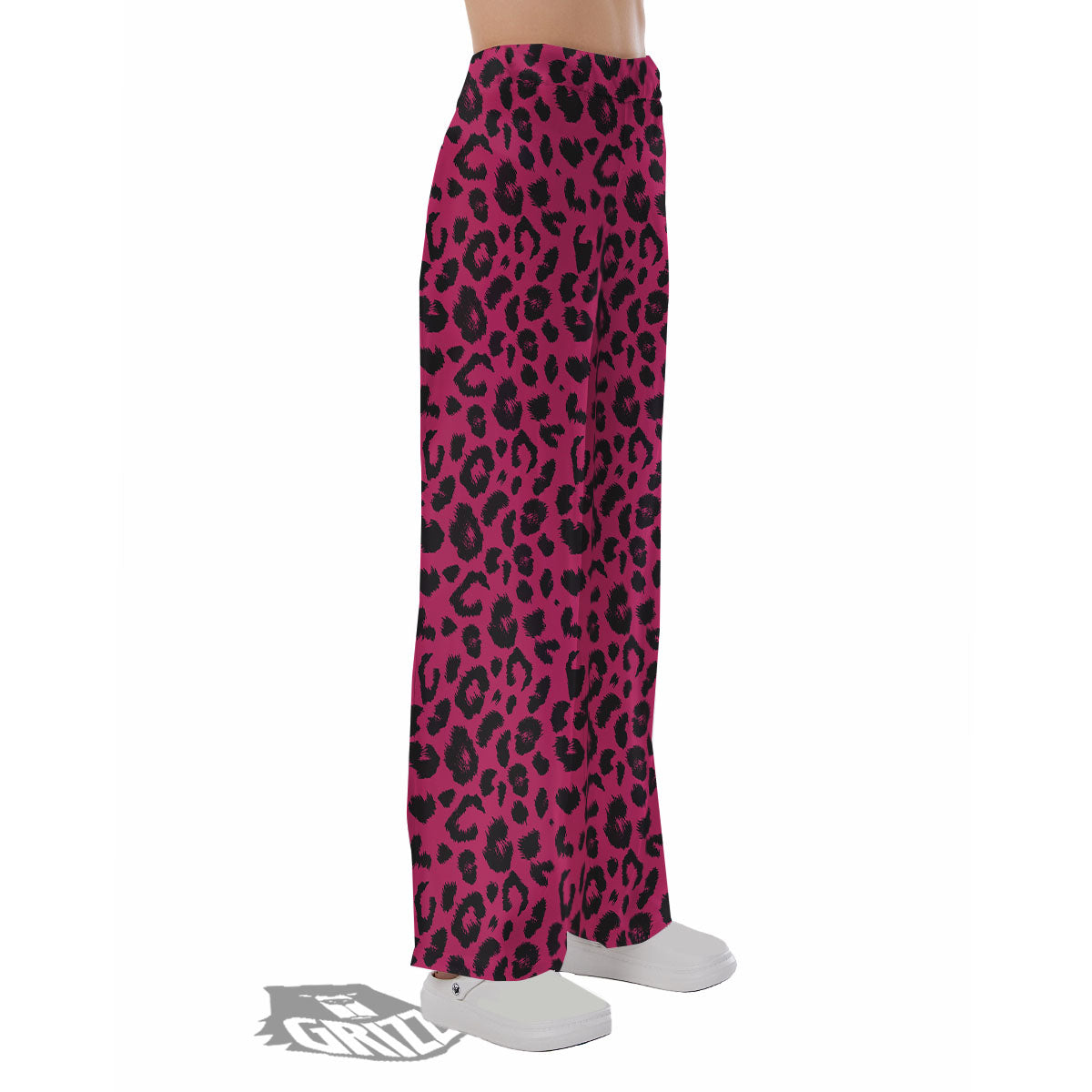 Leopard Hot Pink Print Pajama Pants-grizzshop