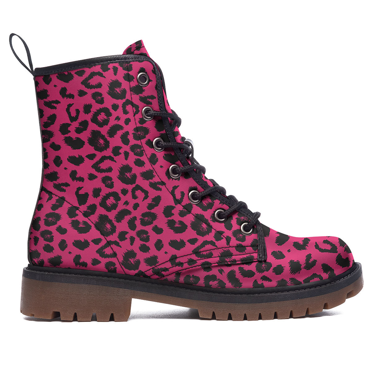 Leopard Hot Pink Print Work Boots-grizzshop