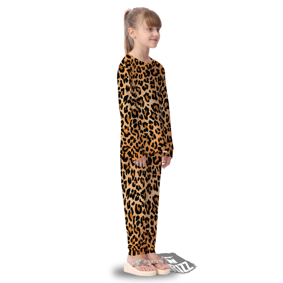 Leopard Orange Print Kid's Pajamas-grizzshop