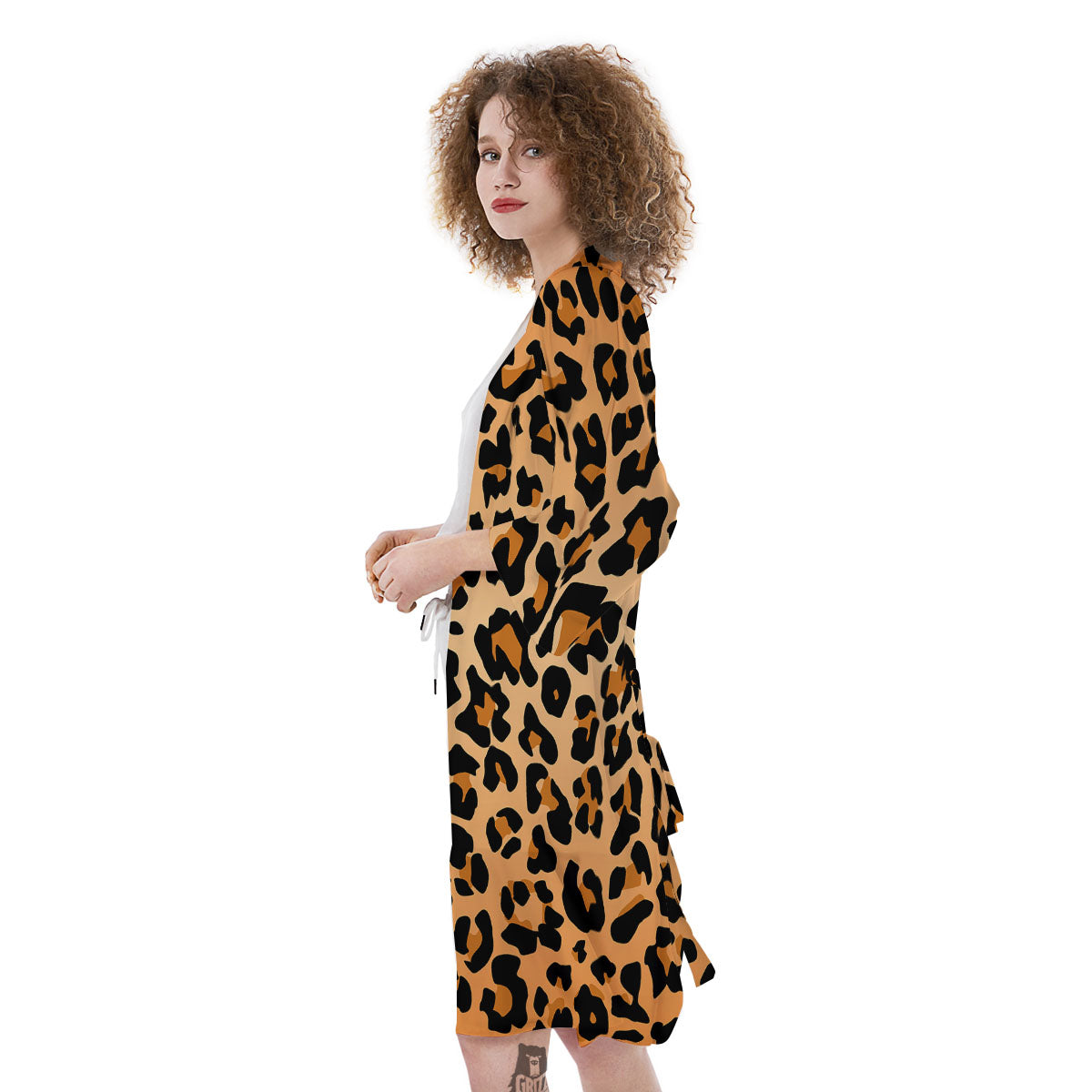 Leopard Orange Print Kimono-grizzshop