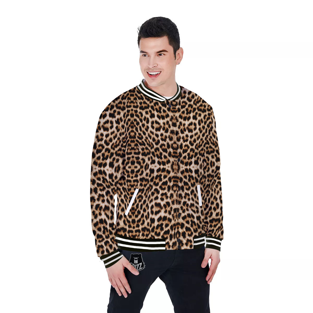Leopard Pattern Baseball Jacket-grizzshop