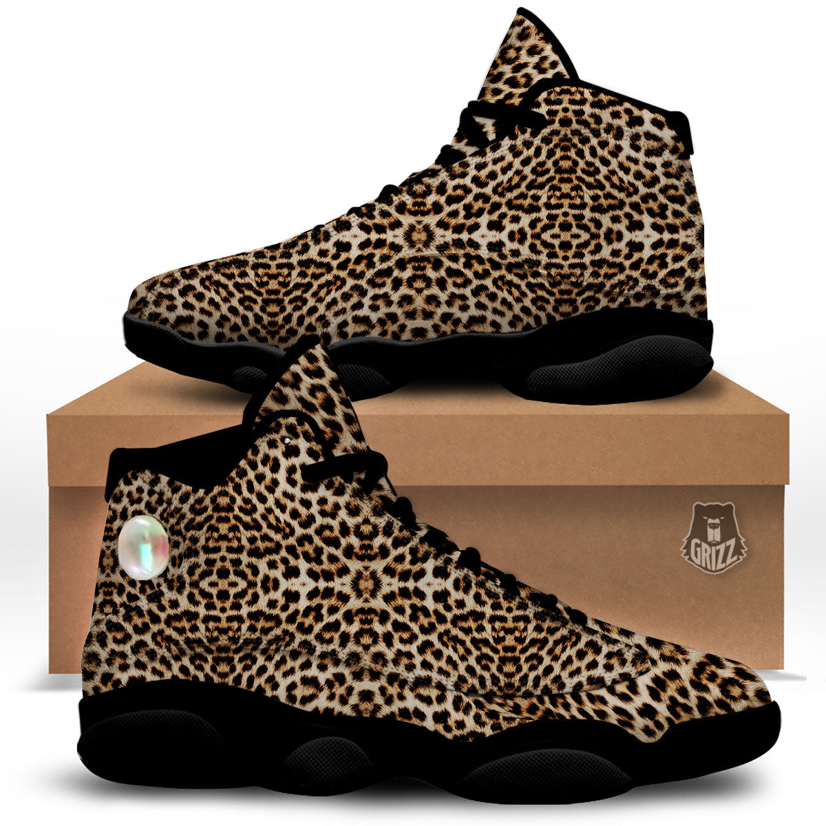 Leopard Pattern Black Basketball Shoes-grizzshop