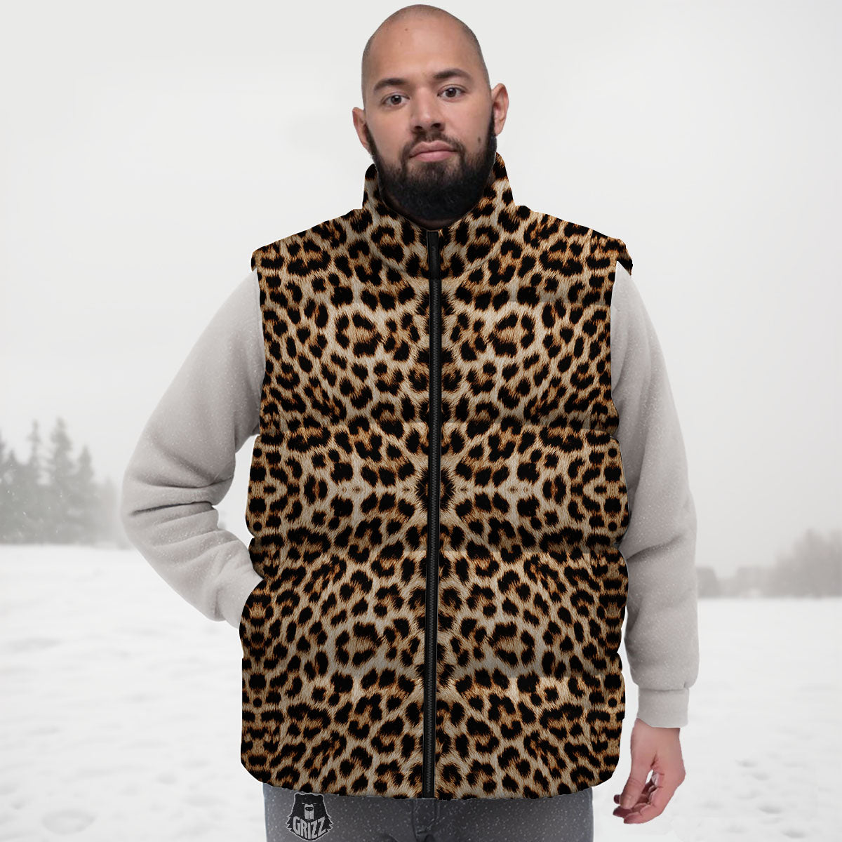 Leopard Pattern Down Vest