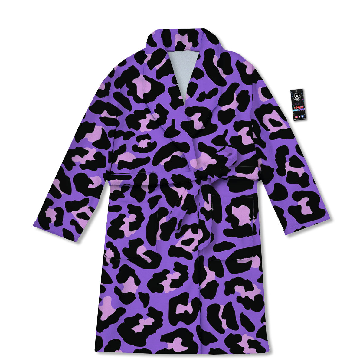 Leopard Pink And Purple Print Bathrobe-grizzshop