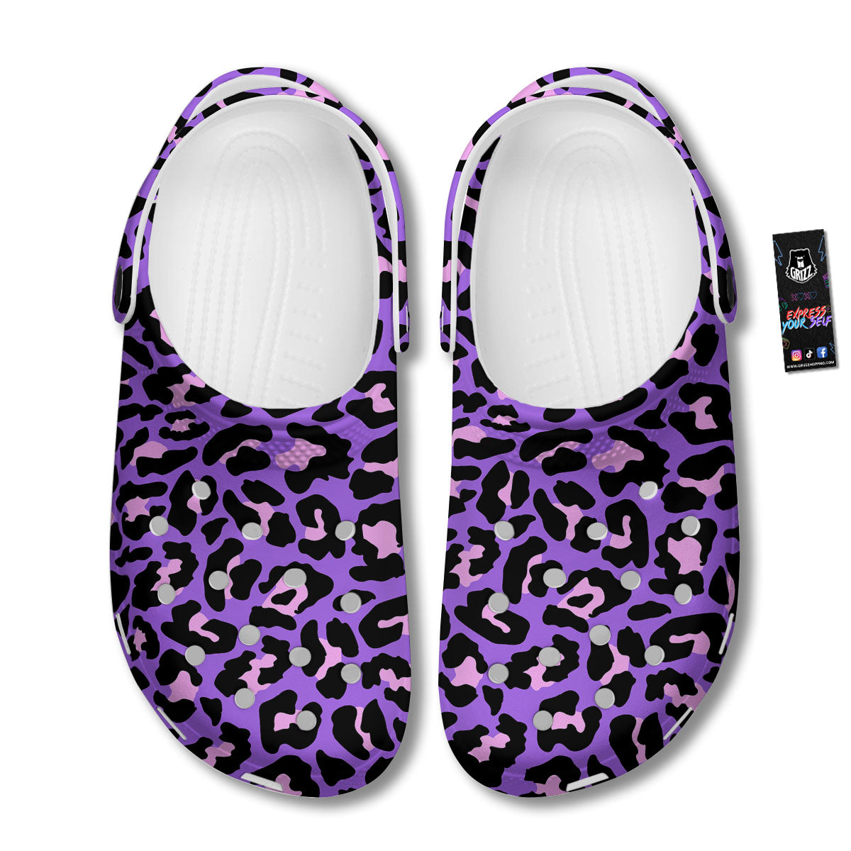 Leopard Pink And Purple Print Clog-grizzshop