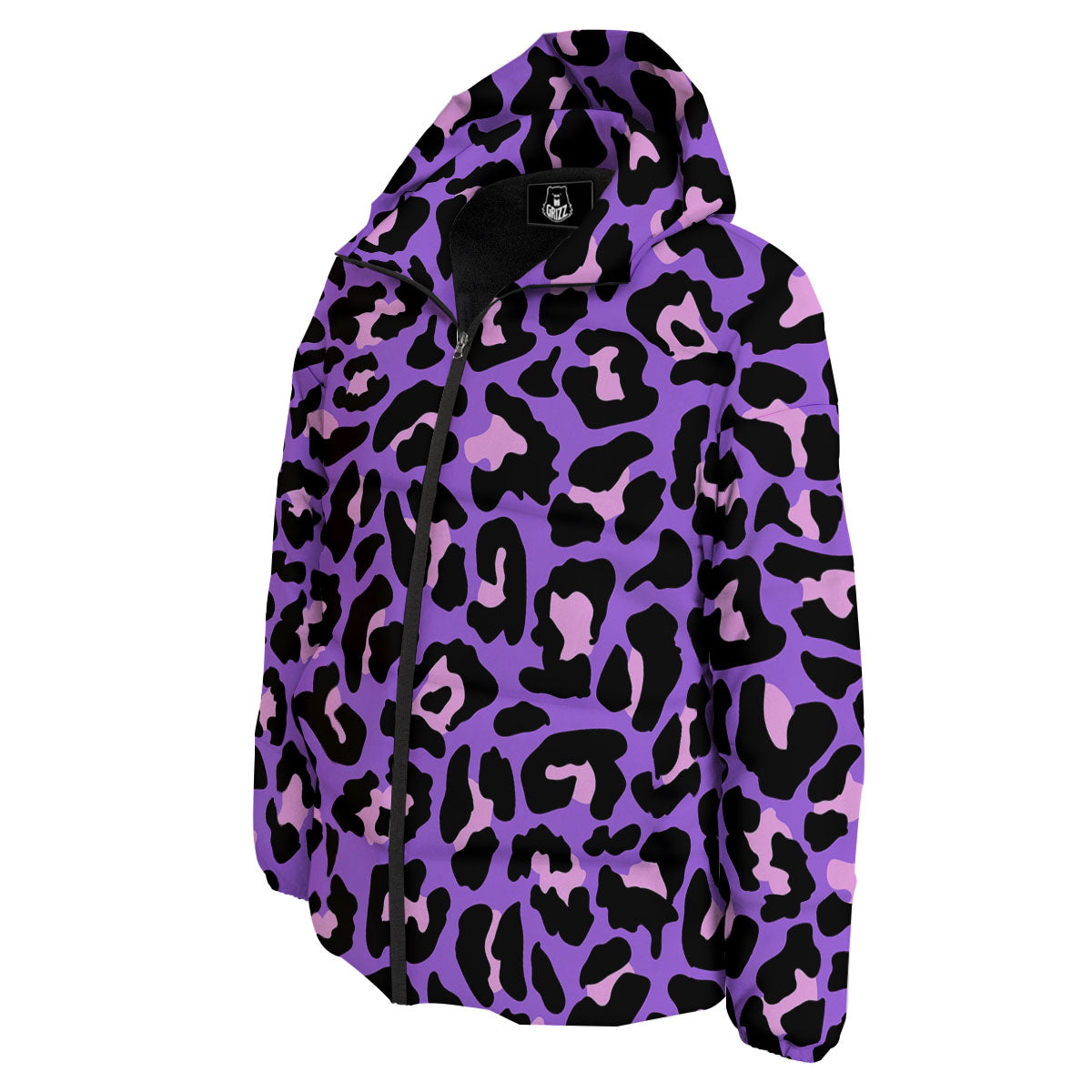 Leopard Pink And Purple Print Down Jacket-grizzshop