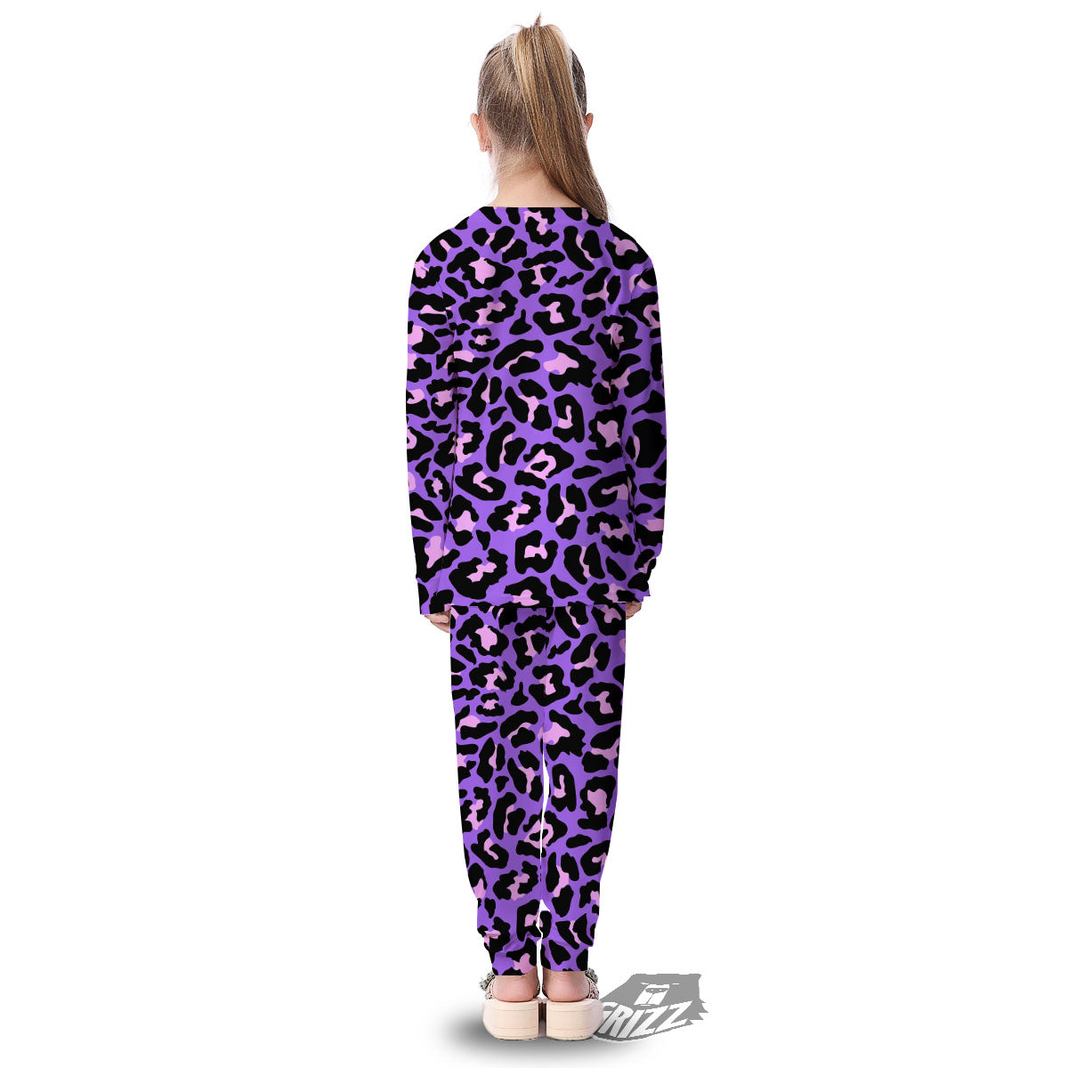 Leopard Pink And Purple Print Kid's Pajamas-grizzshop