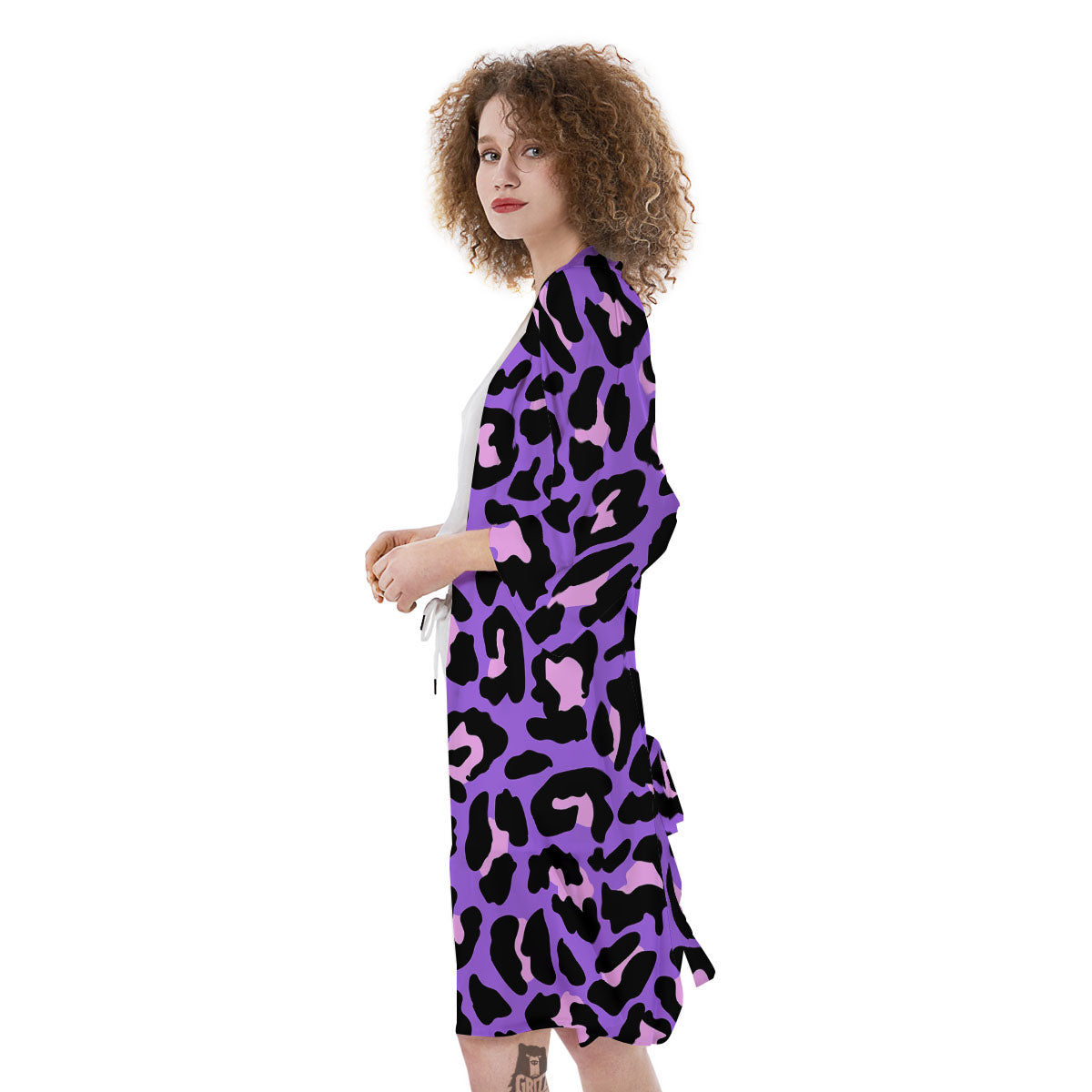 Leopard Pink And Purple Print Kimono-grizzshop
